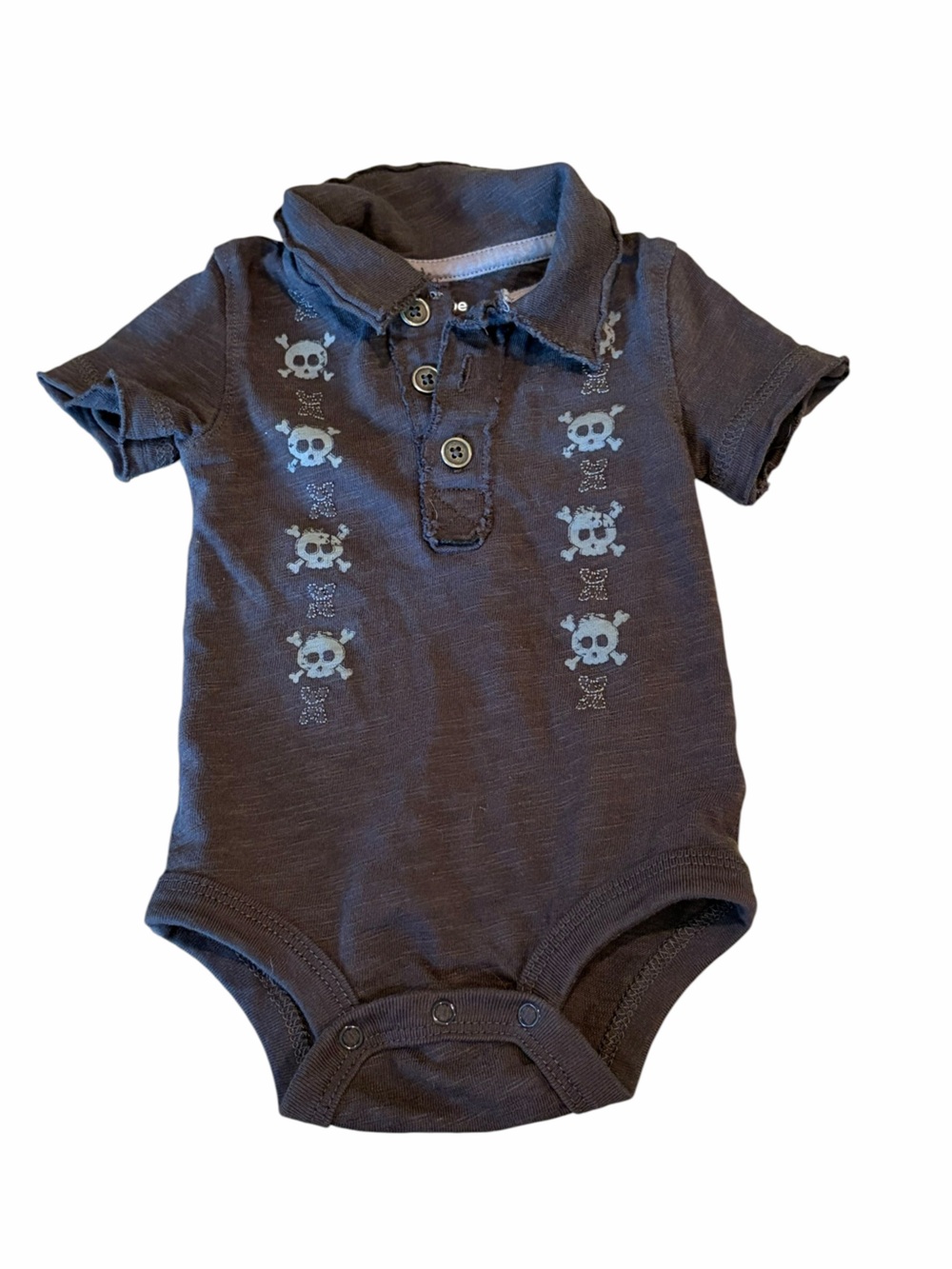 Amy Coe Baby Boys Skull & Crossbones Henley Bodysuit 3M gray Cotton